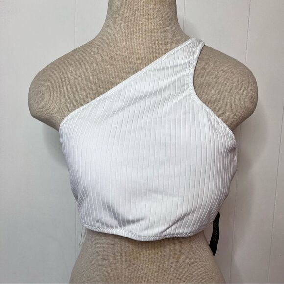 Polo Ralph Lauren Ribbed One Shoulder White Bra Bralette NWT Size Large - Picture 2 of 6